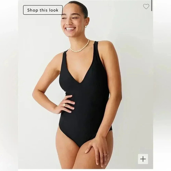 J Crew High support cross back one piece Swimsuit Plus 24 Black NWT - Picture 1 of 7